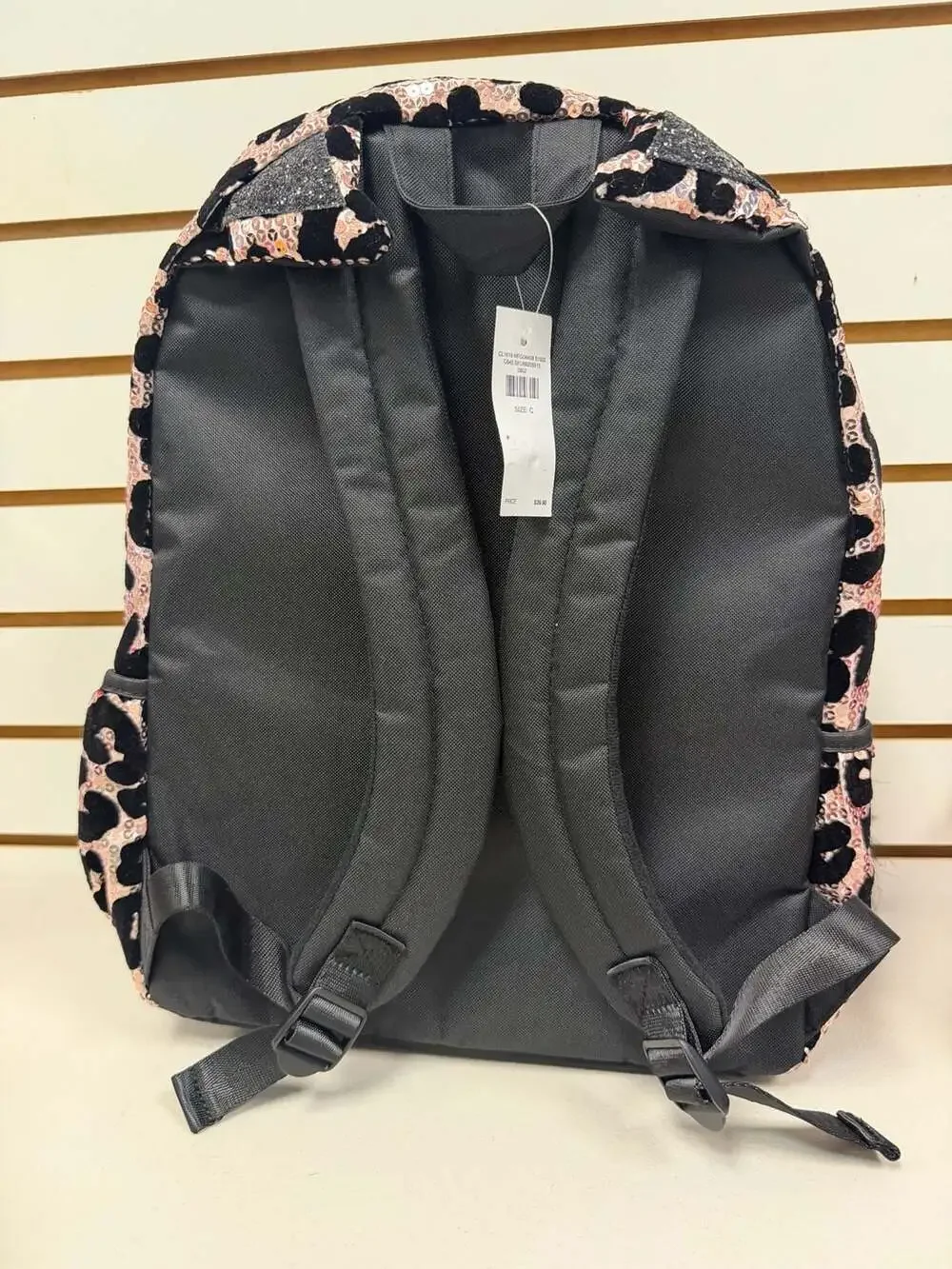 Justice Girls Leopard Print Sequin Initial 'M' Backpack NWT